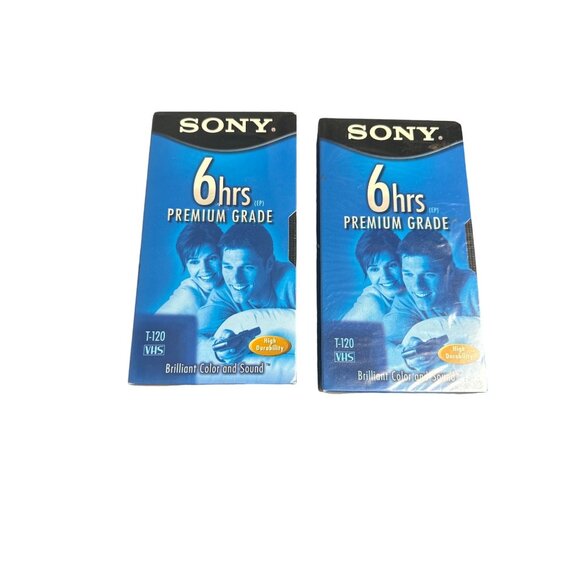 Sony‎ 6-Hour VHS T-120 Premium Grade High Durability Sealed 2-Pack - Picture 1 of 3